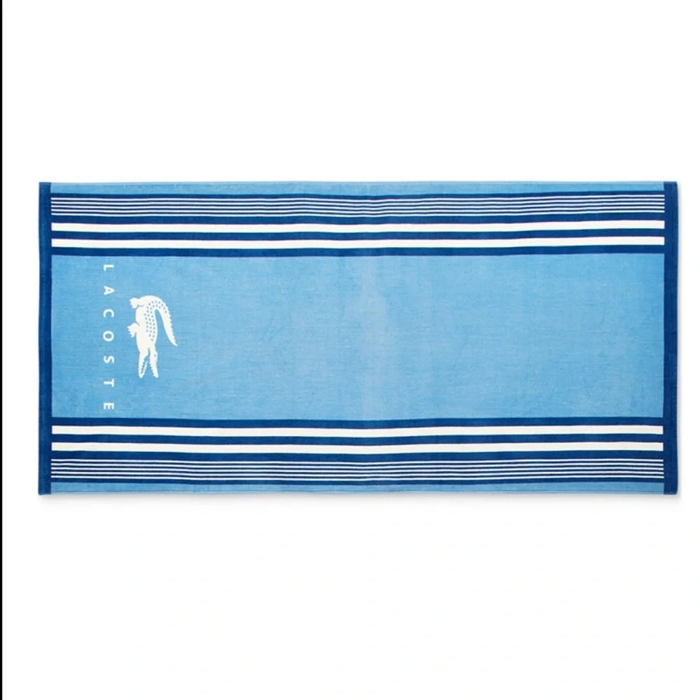 Lacoste BNWT Oki Striped Cotton Beach Towel